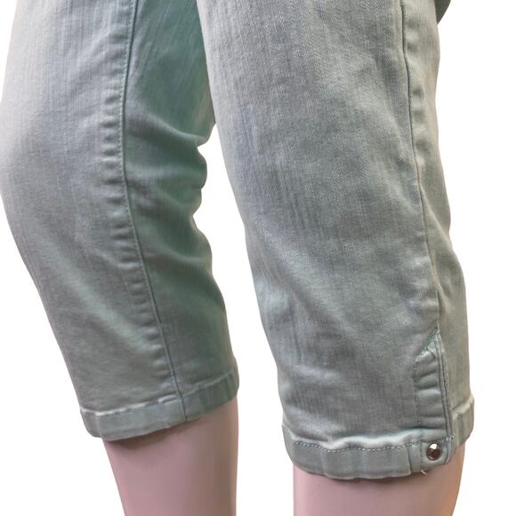 Bandolino Women's Mandie Capri Button Zip Side Slit Snap Spring Pastel Blue S 8 - Picture 7 of 16